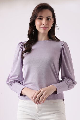 Lilac Self Design Straight Top, Lilac, image 2